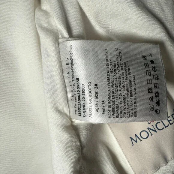 Moncler Kids Girls Logo Hooded Jacket – Size 3A (Toddler) – Lilac/White - Picture 9 of 12